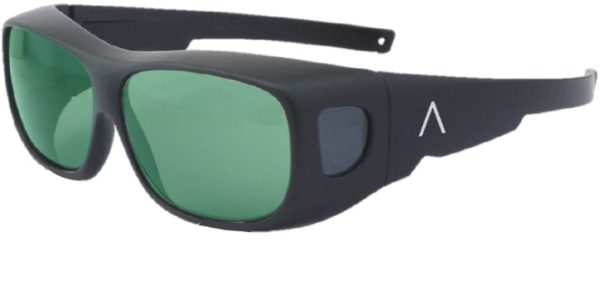 Black matte fitover with green lens