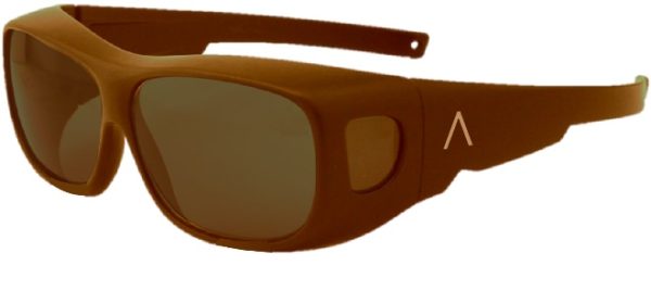 Fitover with brown matte frame and brown polarized lenses
