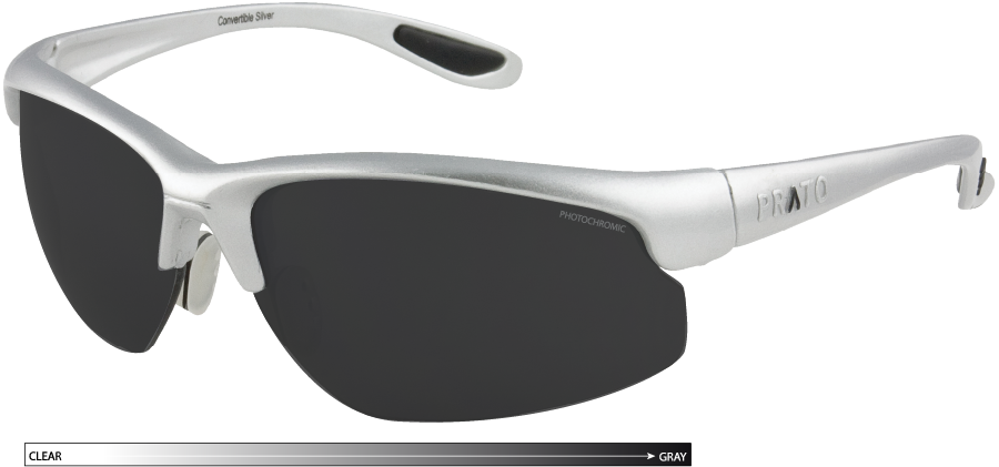 Convertible-Silver Gloss Frame w/Photochromic Clear to Gray Lenses